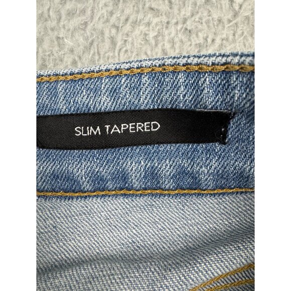 Guess Mens Slim Tapered Jeans Size 31 Y2K Distress Comfort Light Blue Denim - Picture 7 of 16